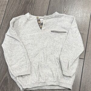 Zara Light Gray Kids Henley Sweater